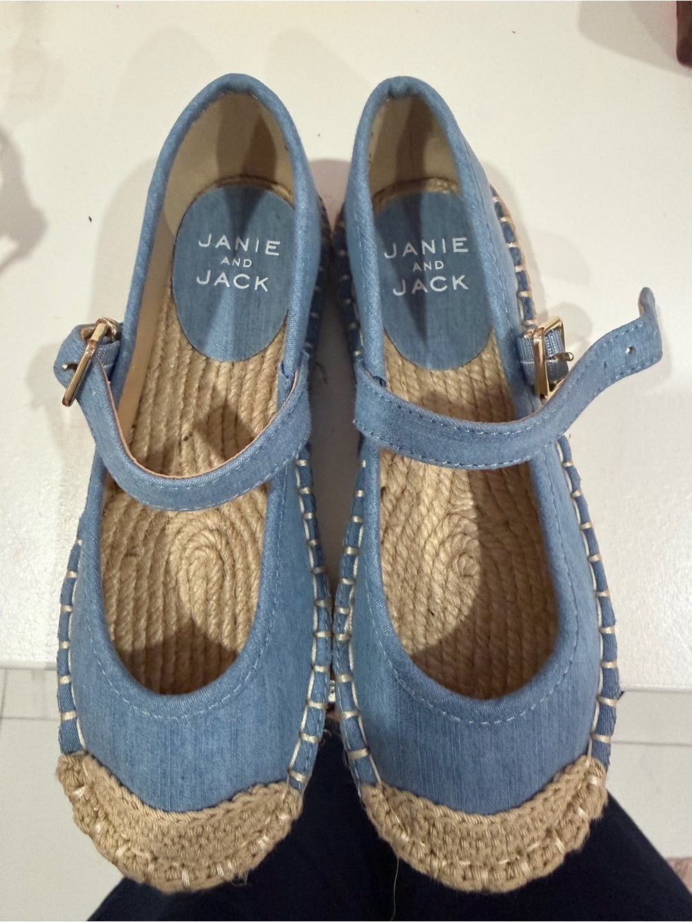 Janie and Jack Light Blue Denim Mary Jane Espadrille Flats